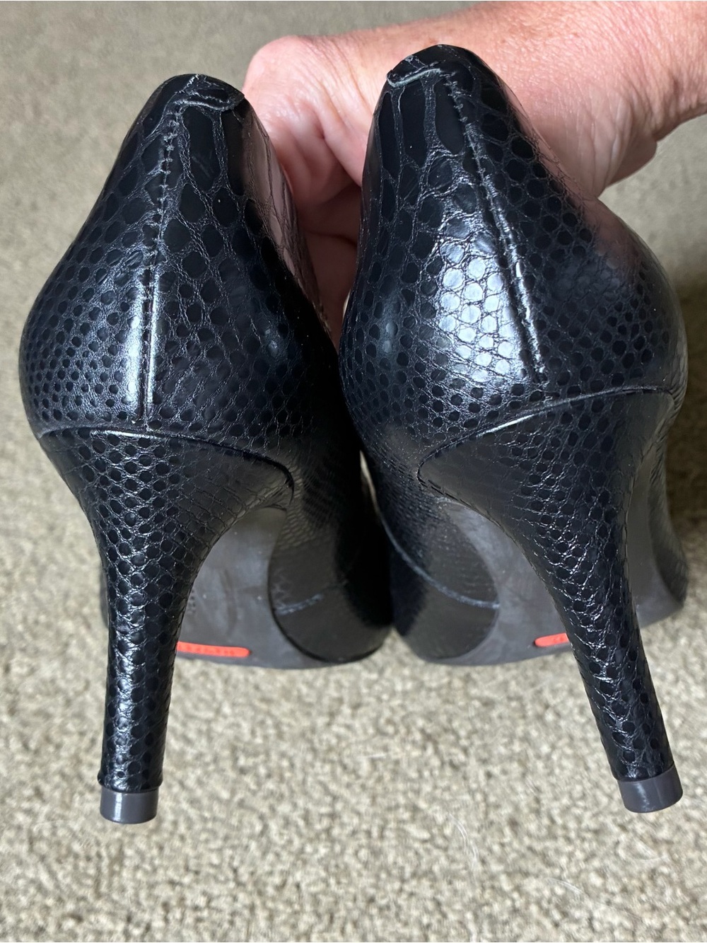 Rockport Black Leather High Heels Snakeskin Pointed-Toe Pumps Shoes Size 6.5 - Picture 6 of 13